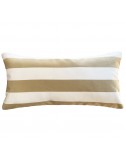 Coussin extérieur imperméable rayé beige et blanc 60x30