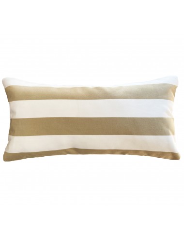 Coussin extérieur imperméable rayé beige et blanc 60x30