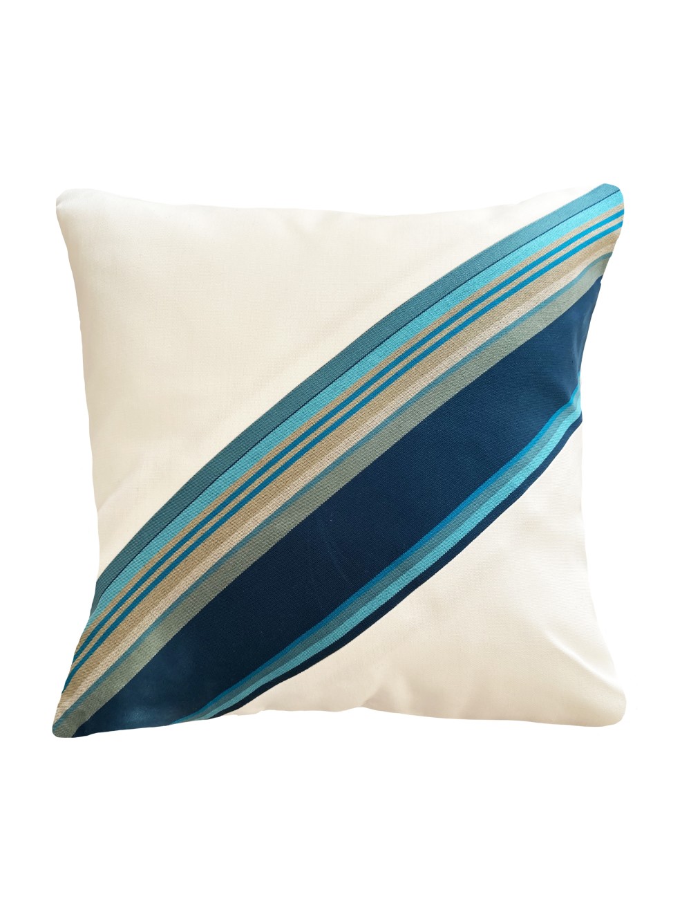 Coussin extérieur bleu canard et blanc 40x40